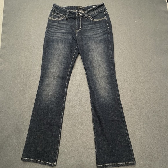 LEE Platinum Label‎ Sz 8 Mid Rise Embellished Pockets Boot Cut Stretchy Jeans - Picture 2 of 5